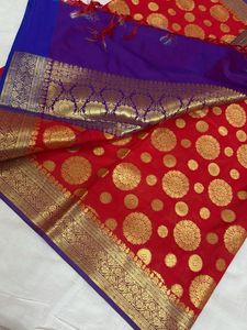 Bright Red and Purple Banarasi Heavy Dupatta