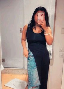 Black Slit Cut Long Dress || Trendy Wear