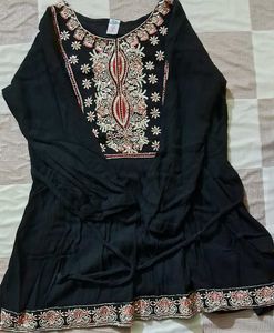 Embroidered Black Tunic Dress