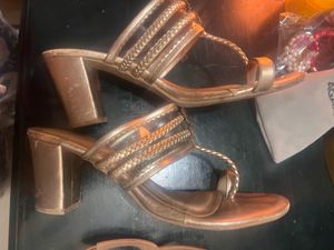 Elegant Gold Ethnic Heels