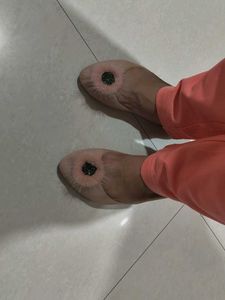 Pink Jelly Flats with Pom-Pom Detail