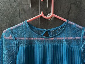 Blue Georgette A-Line Top