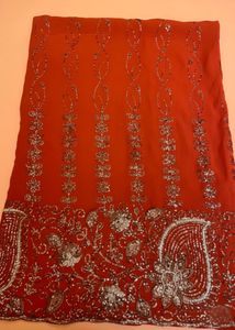 Elegant Red Embroidered Saree