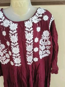 Maroon Embroidered Kurta Dress