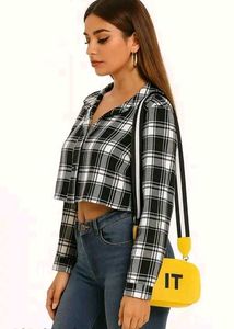 Plaid Crop Top with Tie Detail..🎀