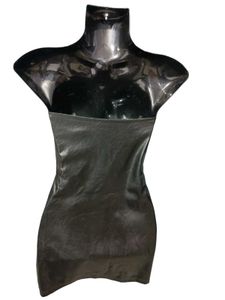 Western Black Faux Leather Party Dress Small