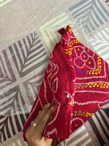 Red Bandhani Print Saree
