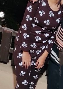 Mickey Mouse Printed Night Suit (Top &amp; Pant Set)