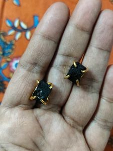 Raw Stone Studs (Black)