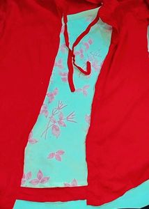 Red Kimono with Floral Print