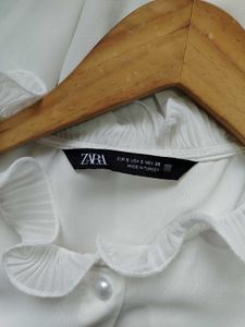 Zara White Ruffle Top