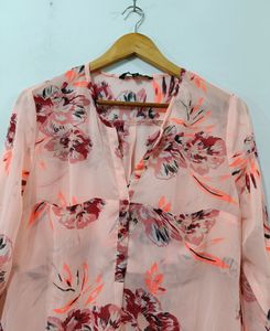 Harpa Peach Floral Sheer Top(Women)