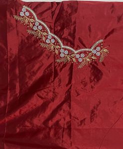 Maroon Maggam work blouse piece