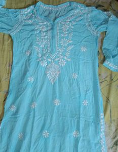 Light Blue Embroidered Kurta