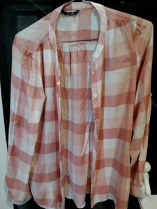 Pink Plaid Button-Up Shirt