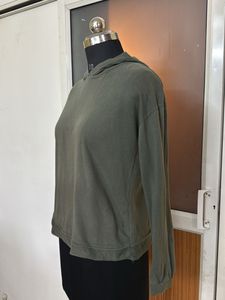 AJIO Olive Green Hoodie Top