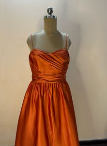 Rust orange Slip Dress With Cancan Layer