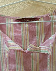 sangria Pink Stripped kurta set