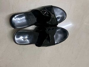 Black Patent Leather Slides