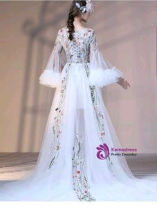 White Tulle Prom Gown