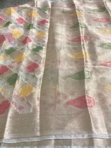 New Golden Organza Saree For Grabs