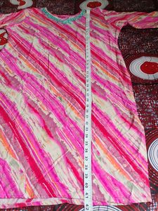 Cotton Kurti With Glass Work Around The Neck