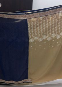 navy blue embroidery saree