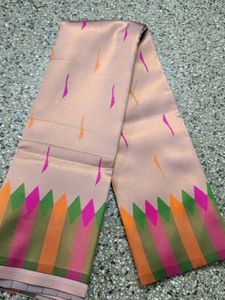 Rose Gold- Multicolour Border wedding Semi Silk