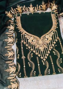Elegant Green & Gold Embroidered Salwar Kameez