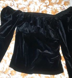 Shimmer Black Velvet Tops Just For You