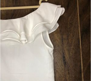 White Ruffle One-Shoulder Top