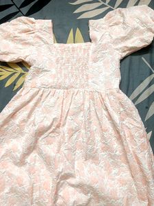 Pink Floral Puff Sleeve Dress