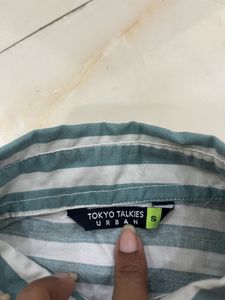 Green Striped Formal Shirt