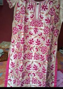 Pink Kashmiri Work Kurti