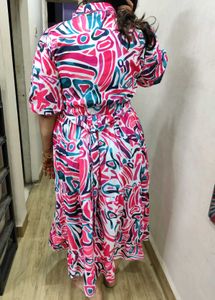 Colorful Maxi Dress With Balloon Sleeves