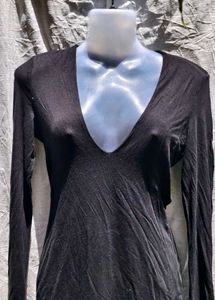 I. Black Deep V-Neck Mini Dress