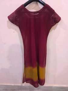 See through maroon georgette Suit