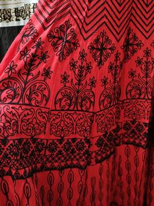 Ethnic Gown With Vibrant Red And Black Colour