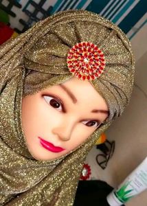 Gold Shimmer Hijab with Brooch