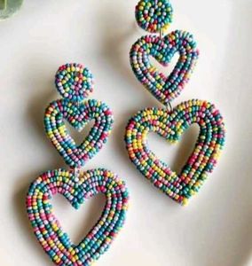Heart Beaded Dangle Earrings🌈