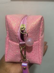 Pink Glitter Swan Pouch