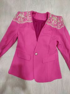 Pink Embroidered Blazer