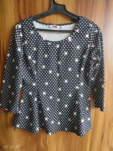 Polka Dot Peplum Top