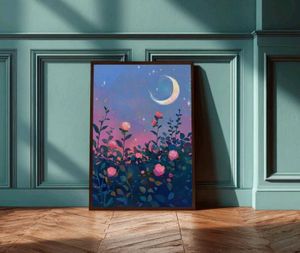Floral Moon Art Painting