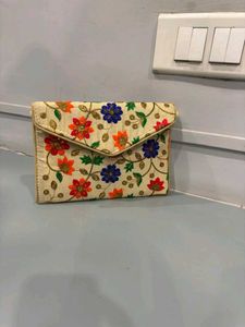 Floral Embroidered Pouch