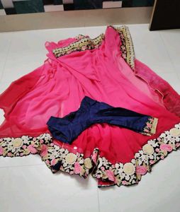 Elegant Pink Saree With Blouse