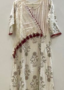 Printed Anarkali Kurti with Tassel