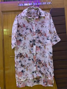 White Flower Print Shirt