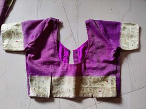 Purple Green Embellished Saree &amp; Blouse Set