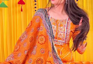 Gorgeous Orange Bandhani Salwar Kameez